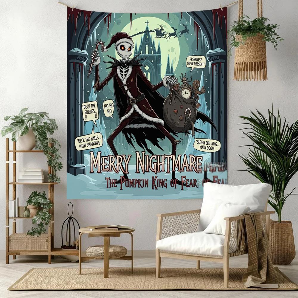 Christmas Nightmare Wall Decor Tapestry Art For Pet Memorial Birthdaywedding Party Backdrop Family Gift