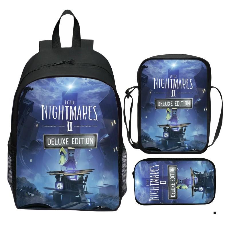 Набор из 3 шт. Школьные сумки Детские сумки для книг Рюкзак Little Nightmares 2, Маленькая сумка через плечо, Пенал Набор Little Nightmares Рюкзак