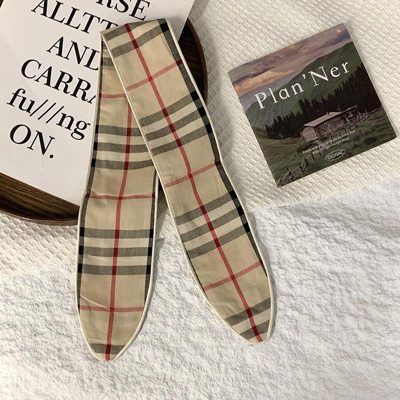 Headscarf Women's Pastoral Spring and Summer Fashion Colorful Retro Plaid Fabric Headband Pure Cotton Silk Scarf Decorative Small Scarf