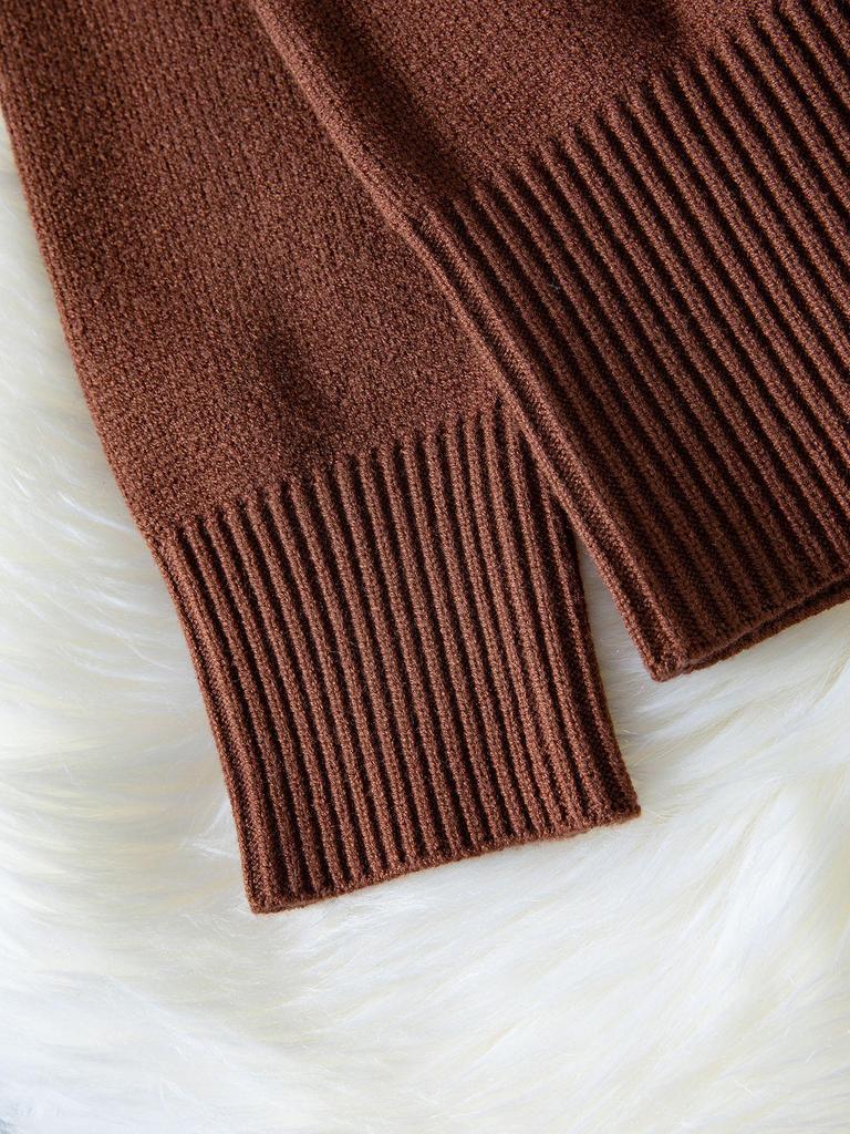 Женский однотонный свитер-пуловер в рубчик - Осень/Зима, Свободный крой, Круглый вырез, Повседневный стиль