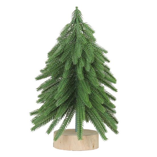 Миниатюрная фигурка рождественской елки, искусственная елка из хвои Норфолкского зеленого цвета/снежного цвета с деревянной основой для декора помещения