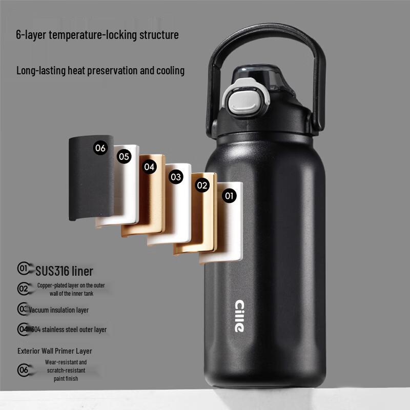 Cille Portable Stainless Steel Insulated Water Bottle with Handle