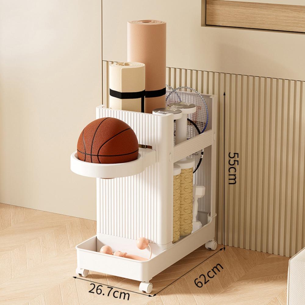 Multifunctional Gym Equipment Holder Durable Stable Yoga Mat Storage Basket with Wheels Sports Tools Organizer Fitness Equipment