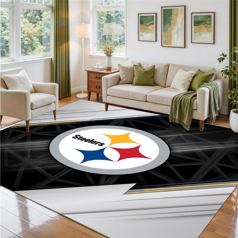Pittsburgh Steelers Design Crystal Velvet Rug Soft Decorative Mat for Bedroom Entrance