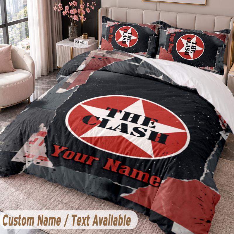 The Clash Printed Bedding Set Custom Name Text 1 Duvet Cover 2 Pillowcases For Bedroom
