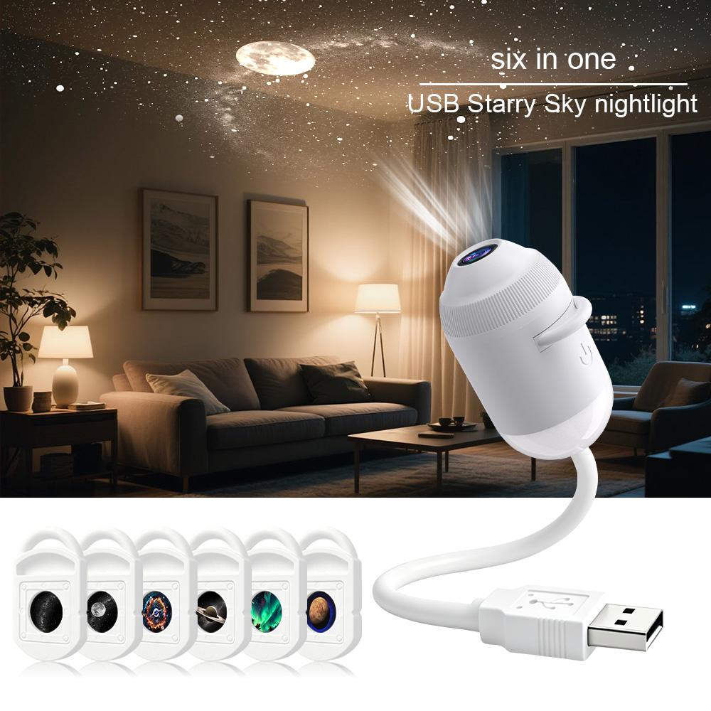 HD Holographic Night Light 2-in-1 Galaxy Star Design Projector with Eye Protection USB Powered for Bedroom Car Perfect Christmas