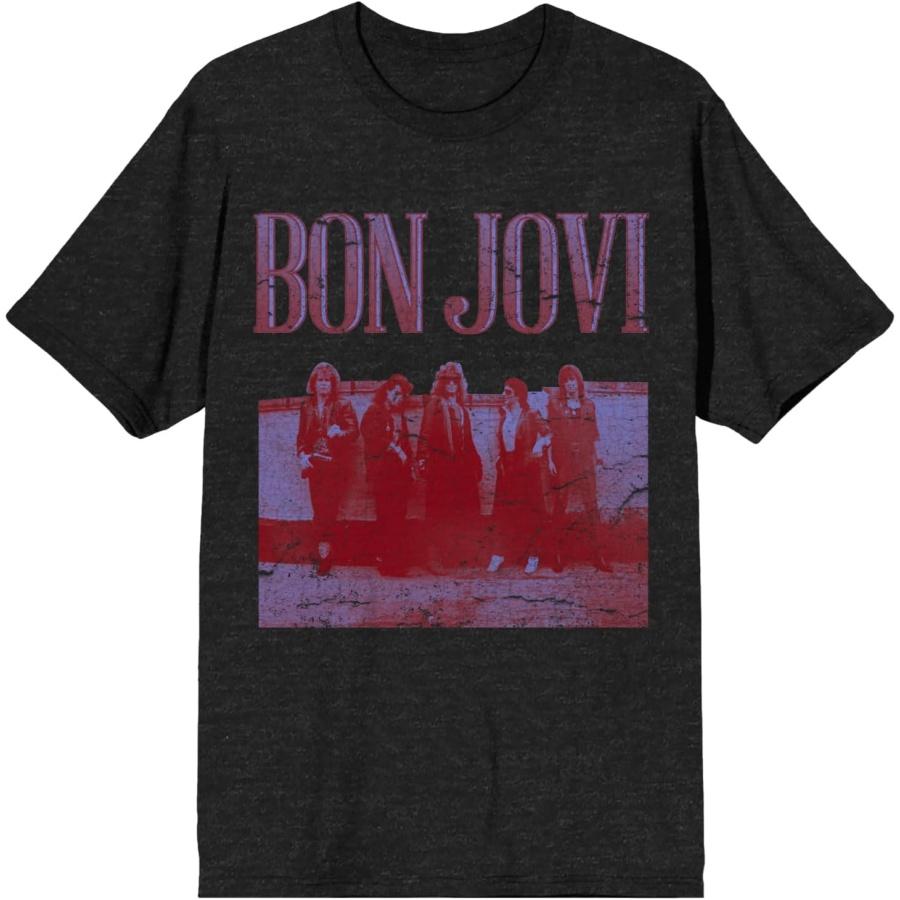 Bioworld Футболка Bon Jovi с потертостями, цвет Heather Charcoal