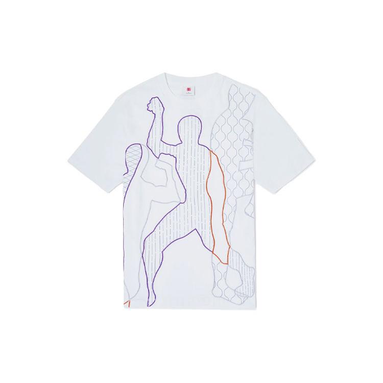 Спортивная коллекция Li Ning Баскетбольные футболки Мужская Белый Круглый вырез Умеренный Прямой крой AHSR357-1