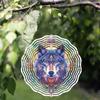 Fox Themed Metal Wind Chime 10 Inch Laser Cut Outdoor Garden Decor with Vibrant Blue Purple Artwork 360 Degree Rotation Hook Indoor
