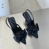 Foreign Trade 2025 Large Size Fashion Single Shoes French Sexy Thin Heel Pointed Bow Temperament Versatile Fairy Shoes
