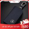 TXILC1 2025 Hot Leather Car Key Case Cross Pattern Car Key Cover Key Holder for Mercedes Benz New B/C/E Class A Class C200L GLC GLK CLA