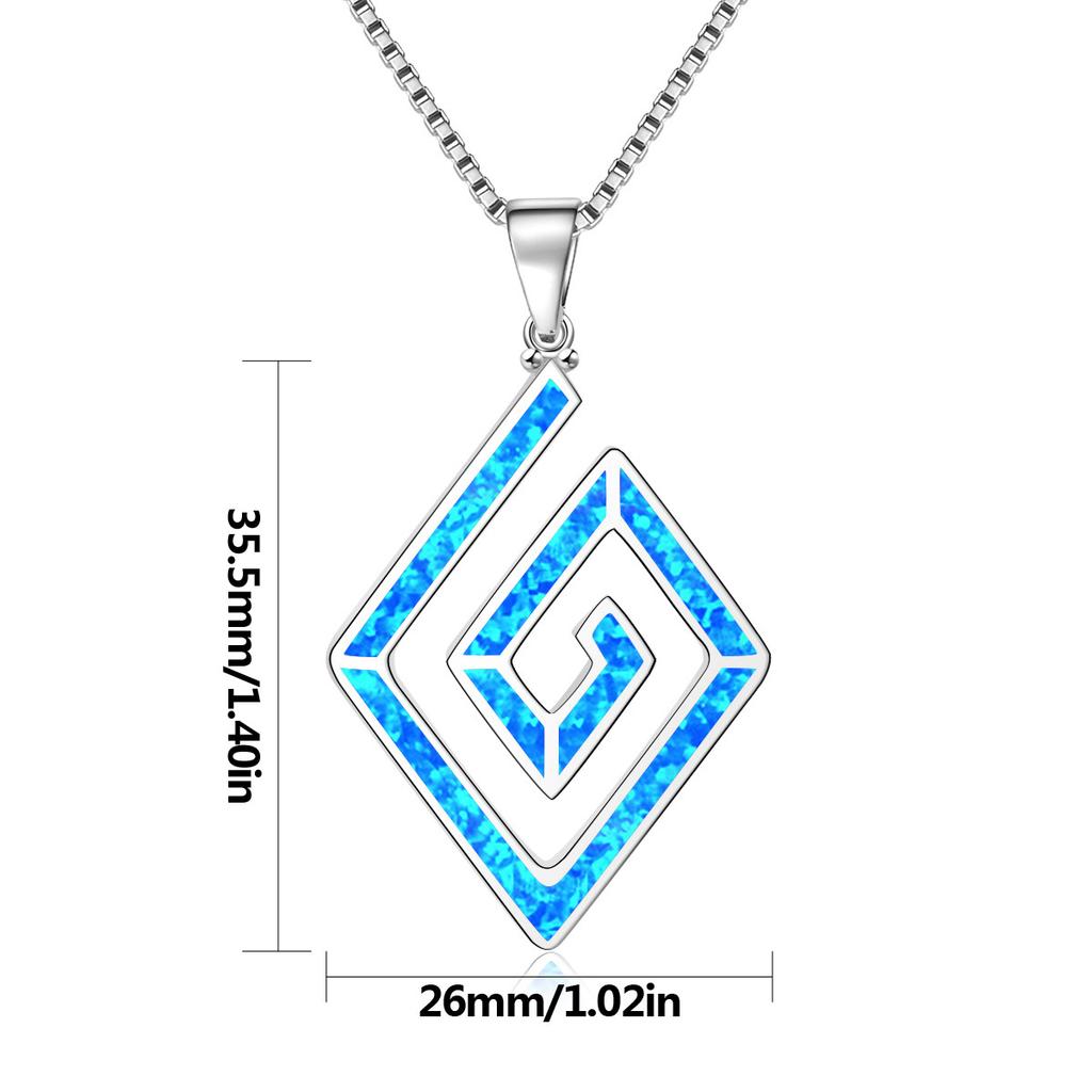Aobao Square Necklace, Prayer Magic square Pendant, Collarbone Chain, Sweater Chain, Opal