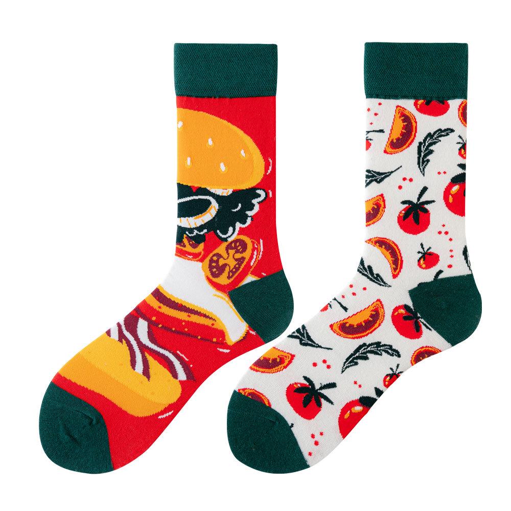 Asymmetric Colorful Christmas Cotton Socks for Couples