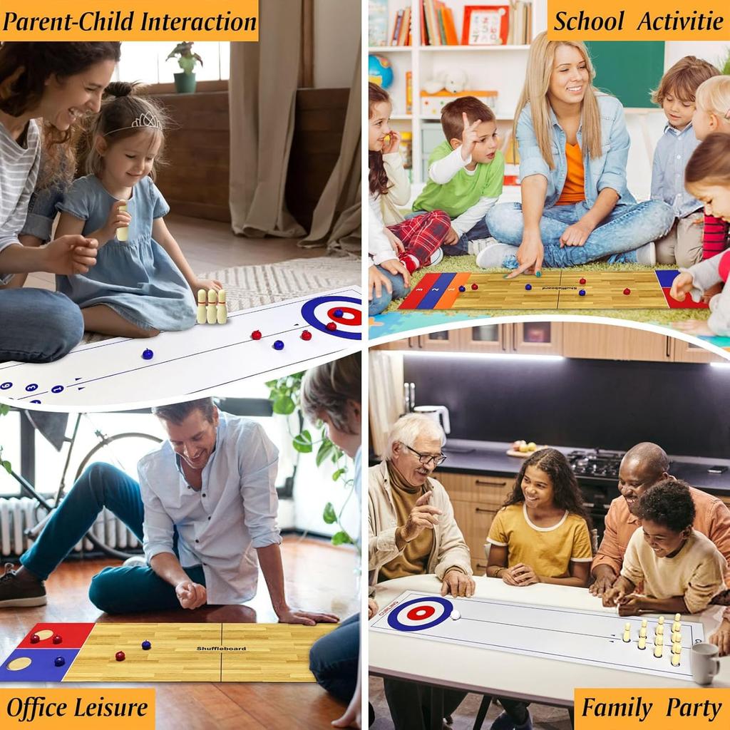 Tabletop Board Game Set, Shuffleboard Table Top Games, Shuffleboard Bowling Curling Cornhole Ga Ideal for Multiple Scenarios