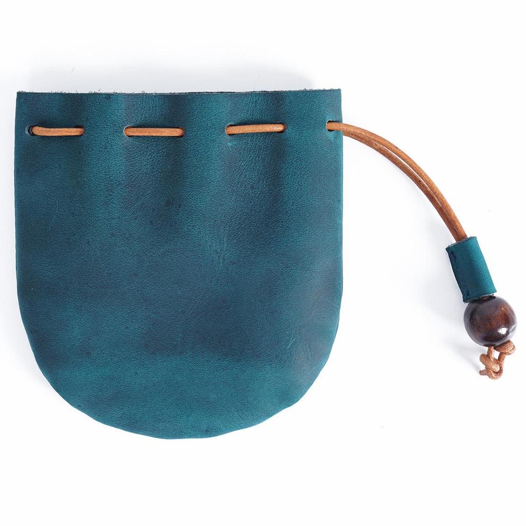 Vintage Leather Cowhide Drawstring Coin Purse - Small Clutch Wallet