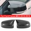For Ford Focus MK3 2012-2018 Rearview Side Mirror Cover Wing Cap Ox Horn Exterior Door Rear View Case Trim Carbon Fiber