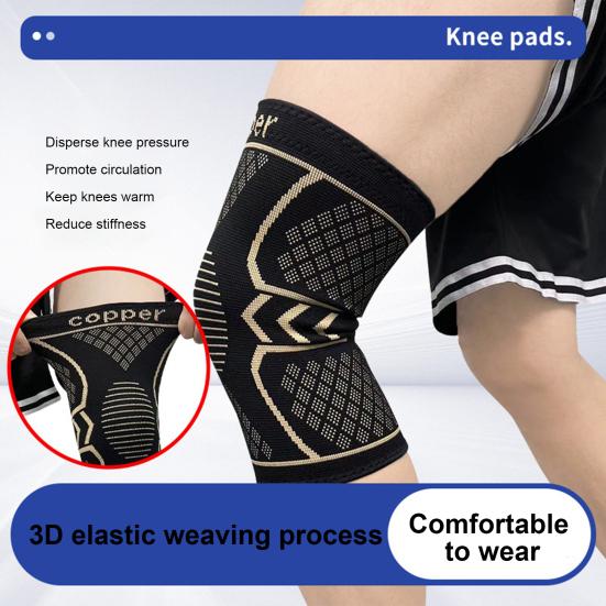 Медный бандаж для коленного сустава, поддержка фитнеса, бега, баскетбола, компрессионный рукав для облегчения боли при артрите