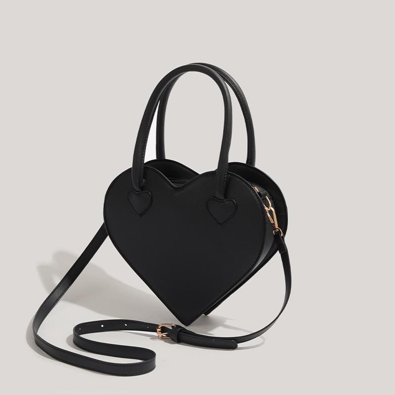 JIAERDI Harajuku Vintage Sweetheart Purse Women Black Leather Shoulder Bag Ladies Japanese Style Cute Handbag Y2K Crossbody Bag