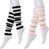 RMSWEETYIL Striped 80s Leg Warmers Socks for Women Winter Kawaii Cute Chunky Knit Cotton Ankle Leg Warmer Socks for Ballet Dance