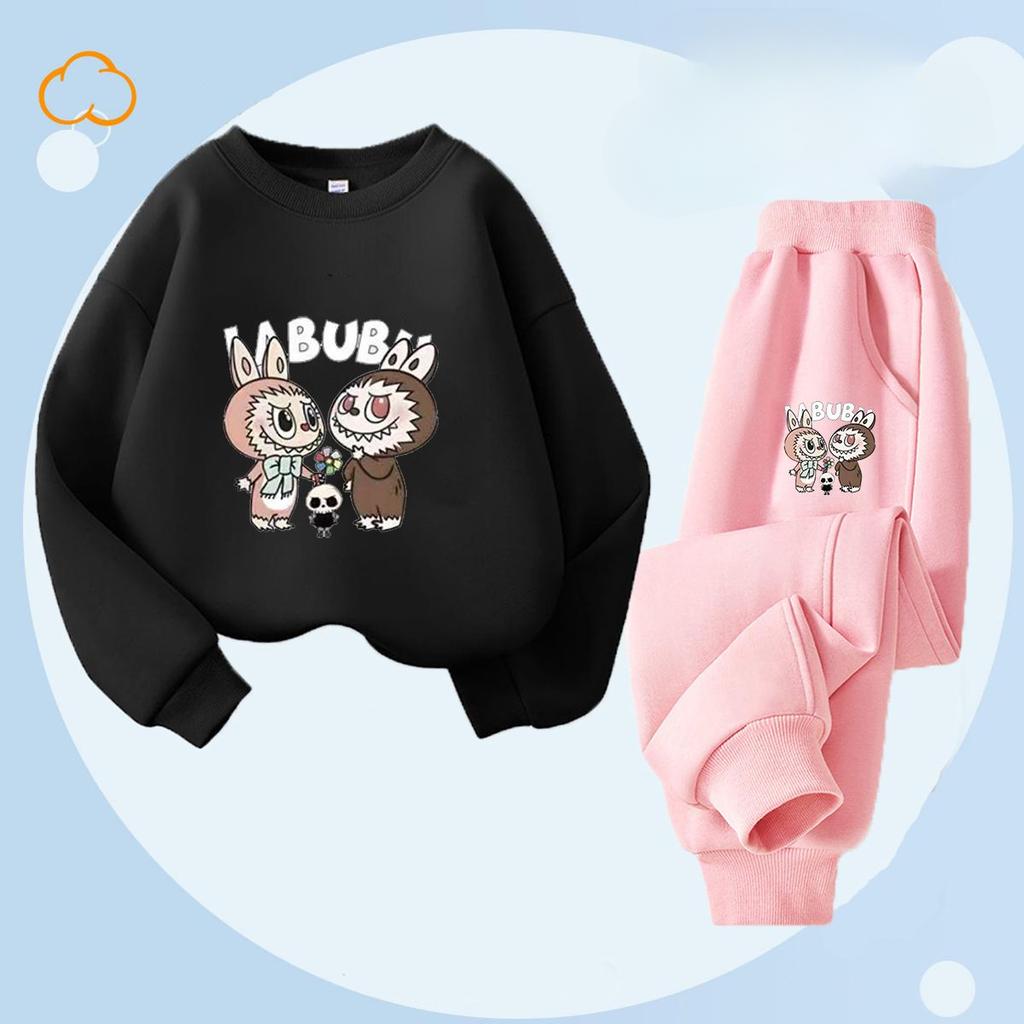 Весенне-осенний детский модный комплект с принтом букета: леггинсы и топ с круглым вырезом для девочек