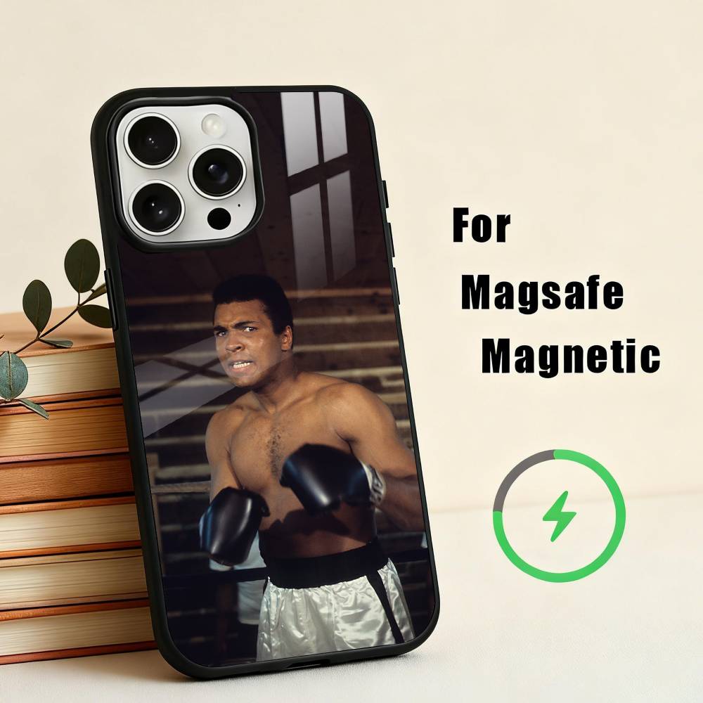 Boxing M-Muhammad A-Ali Phone Case For iPhone17,16,15,14,13,12,11 Plus,For Magnetic Wireless Charge Cover