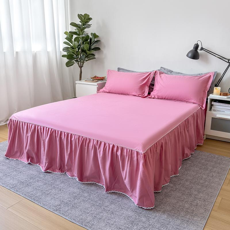 Приятный для кожи подзор для кровати из чистого хлопка, однотонное покрывало с оборками, домашнее постельное белье jupe de lit (Нет наволочки)