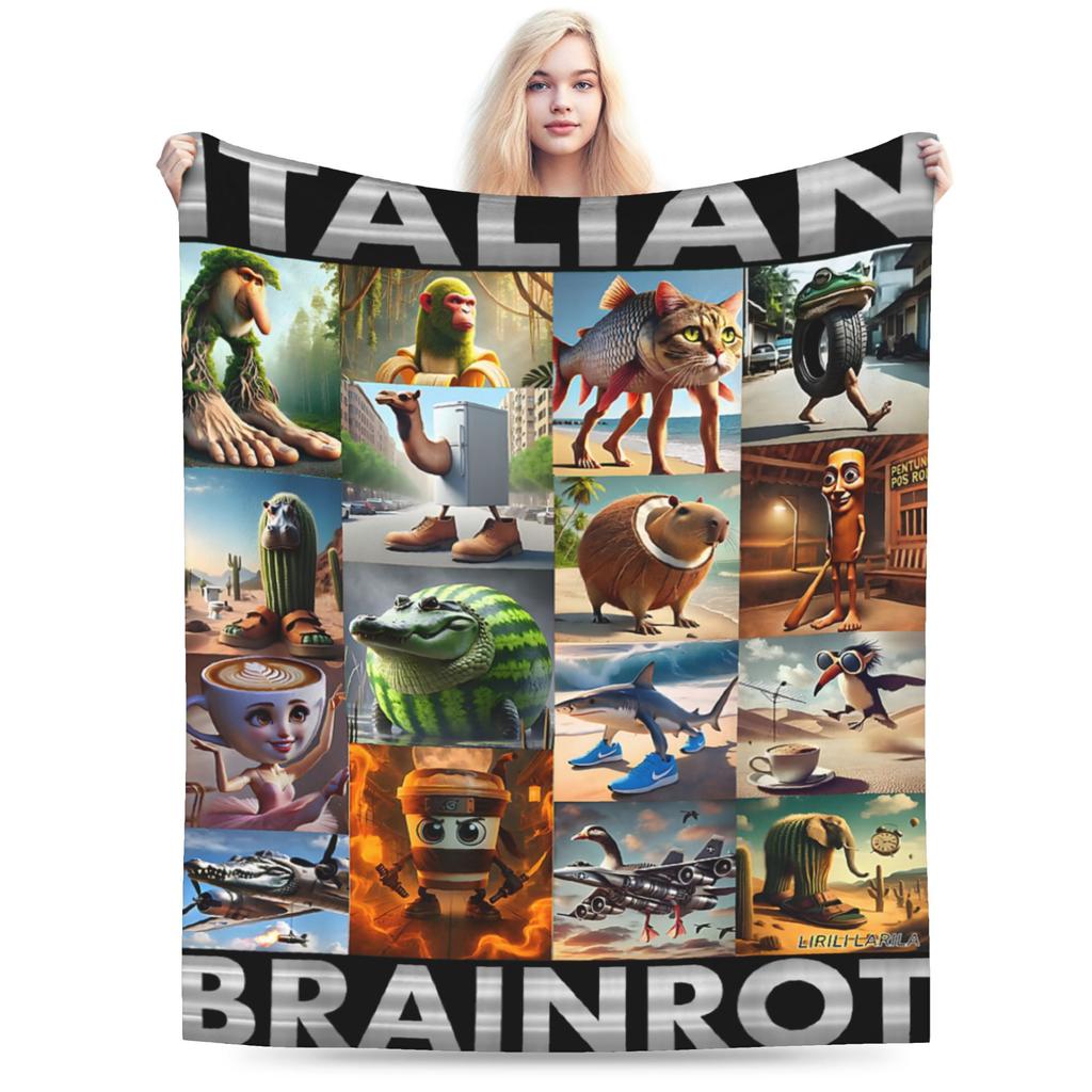 Tralalero Tralala Bootleg Funny Brainrot Italian Shark Meme TBlanket Warm Soft Bedding Throws Winter Couch Chair Bedspread