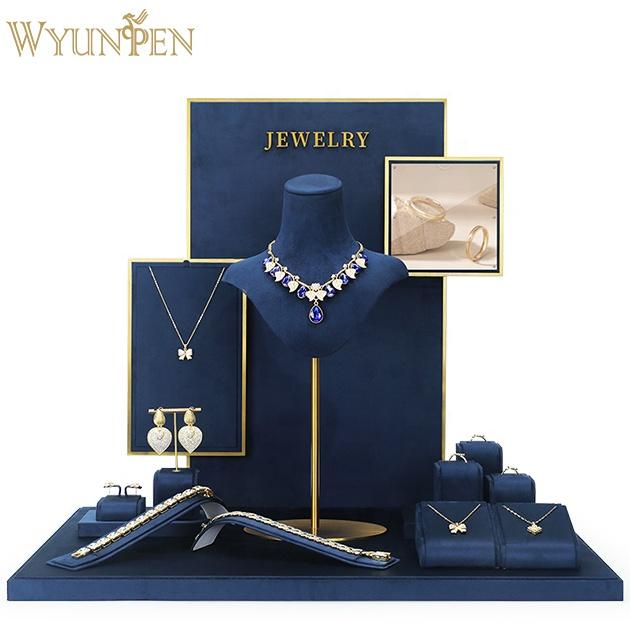 WYP Custom Jewelry Display Exhibition Jewelry Holder Rings Earrings Necklace Rack Stand Display Packaging Jewelry Display Set