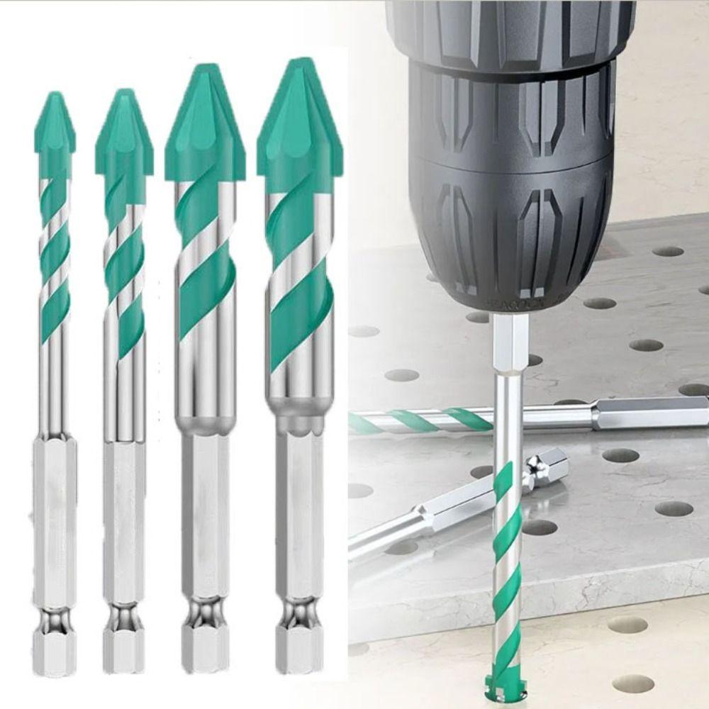 Ultra-High Hardness Sawtooth Drill Bit Four-Edged Serrated Skewed Head Eccentric Drill Bit 6mm to 12mm Sizes Hexagonal Shank