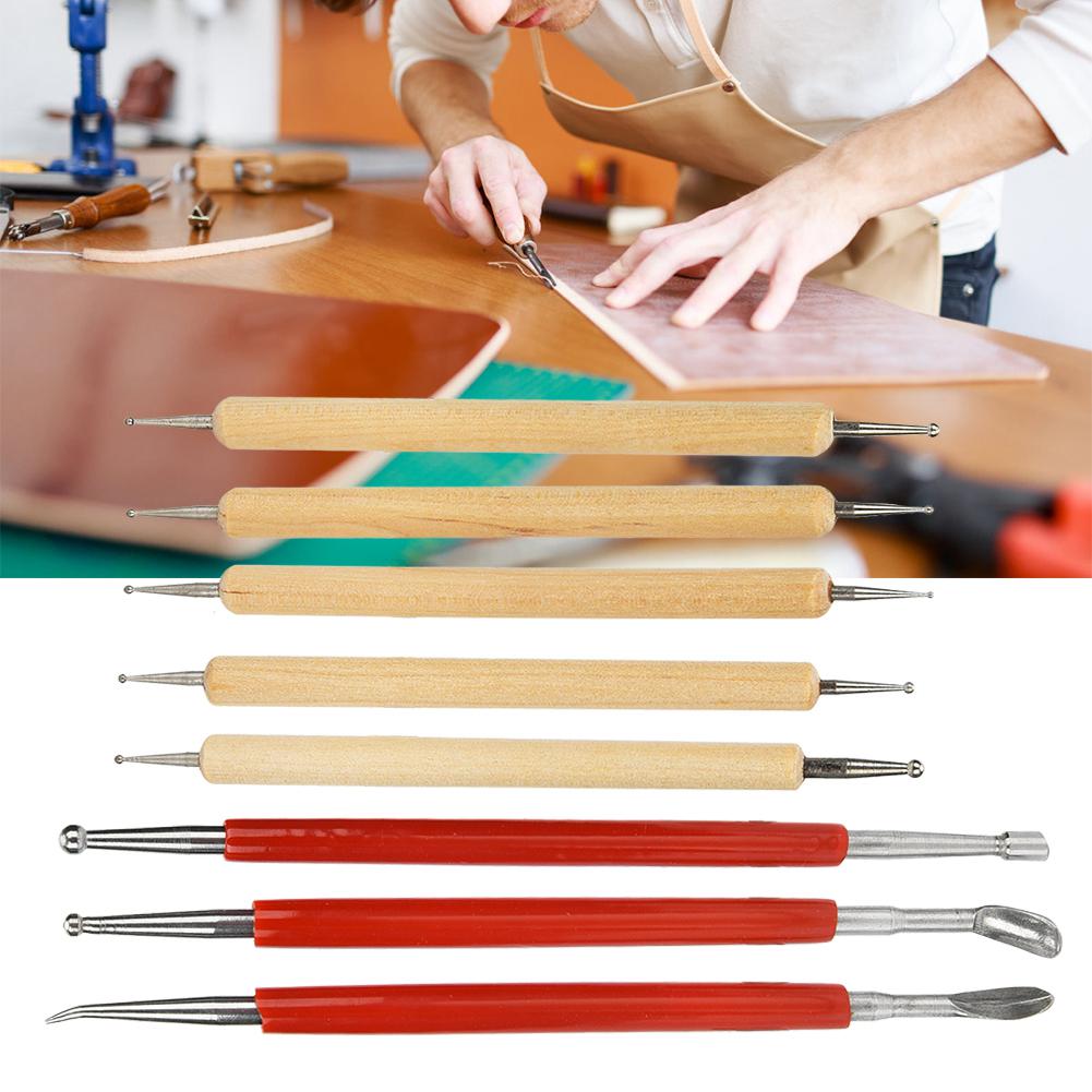 8 шт. DIY Handmade Leather Craft Stylus Tool Spoon Double Head Point Drill Pen Kit Set