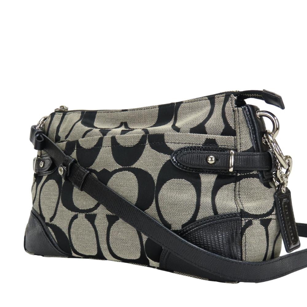 Used COACH Shoulder Bag Signature 23072M canvas/leather black gray