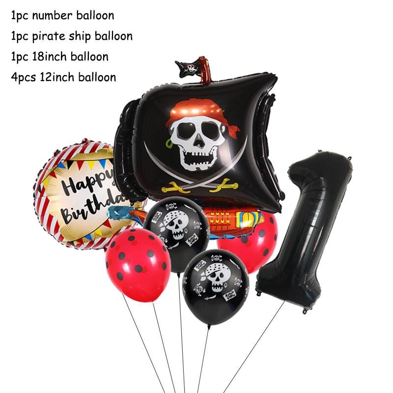 Пиратская тематика Мультяшные украшения Одноразовая посуда Бумажные тарелки Чашки Воздушные шары Детские сувениры День рождения День рождения Baby Shower Supplie