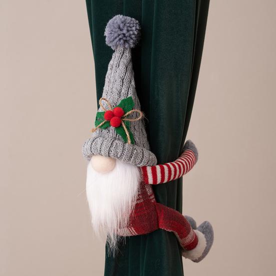 Рождественский занавес, завязка на руке, Нескользящая 3D кукла-гном, длинная вязаная шапка, безликий гном ручной работы