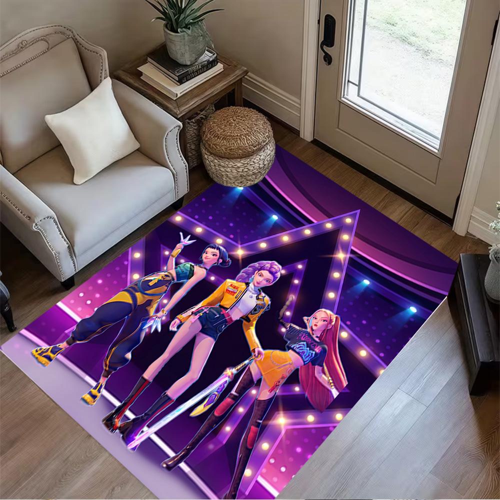 K-pop Demon Hunters Floor Mat Suitable for Bedrooms Living Rooms Hallway Dormitory Antislip Carpet Anime Office Decor