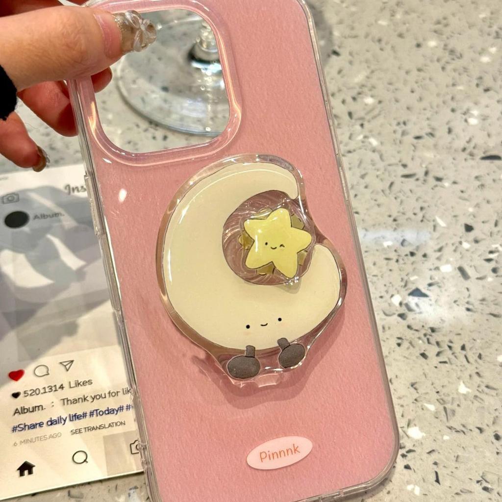 Cute Moon & Star Rotating Magnetic Phone Stand for MagSafe, Strong Suction Desktop Lazy Stand, 360° Adjustable Bedside Holder