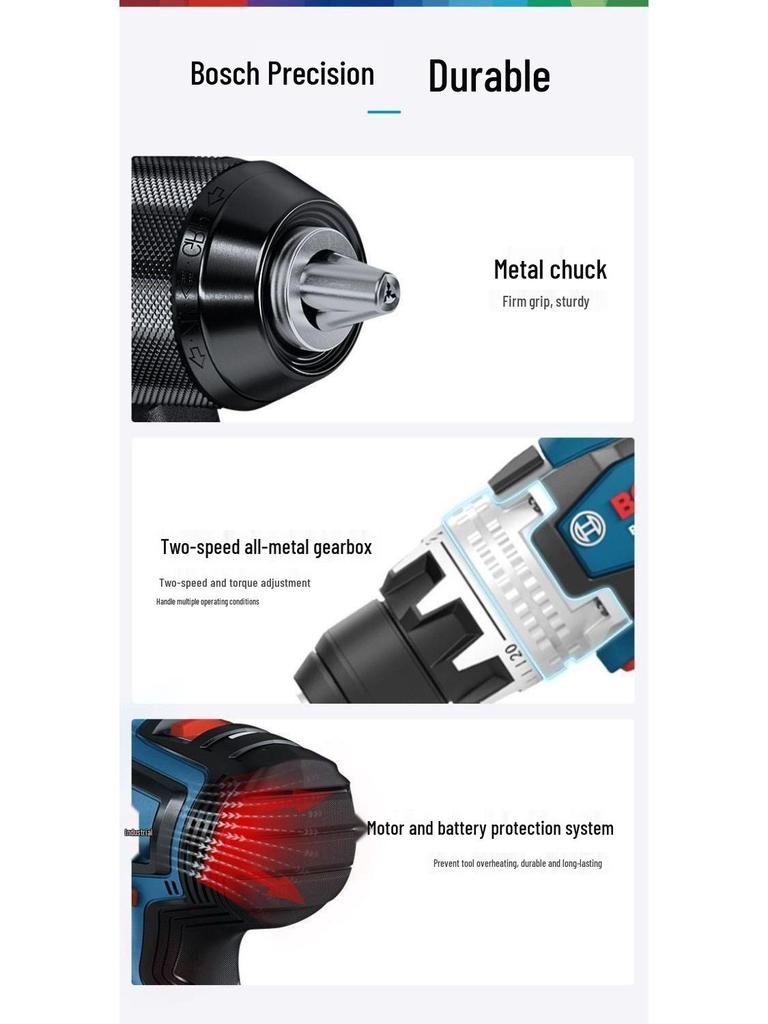 Бесщеточный ударный шуруповерт Bosch GSB18V-150C, Ручная дрель с бесступенчатой регулировкой скорости