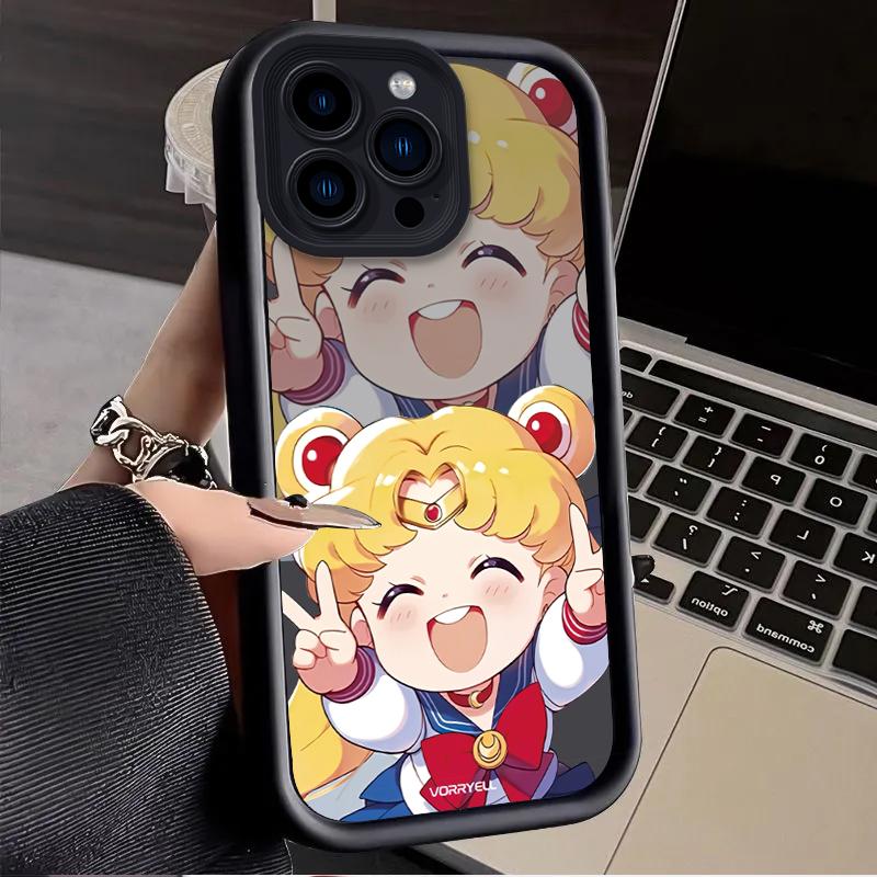 Чехол S-Sailors M-Moons для iPhone 16 E 15 14 13 12 Mini 11 Pro Max XS X 8 7 Plus SE Жидкий Мягкий Силикон Ударопрочная Задняя Крышка