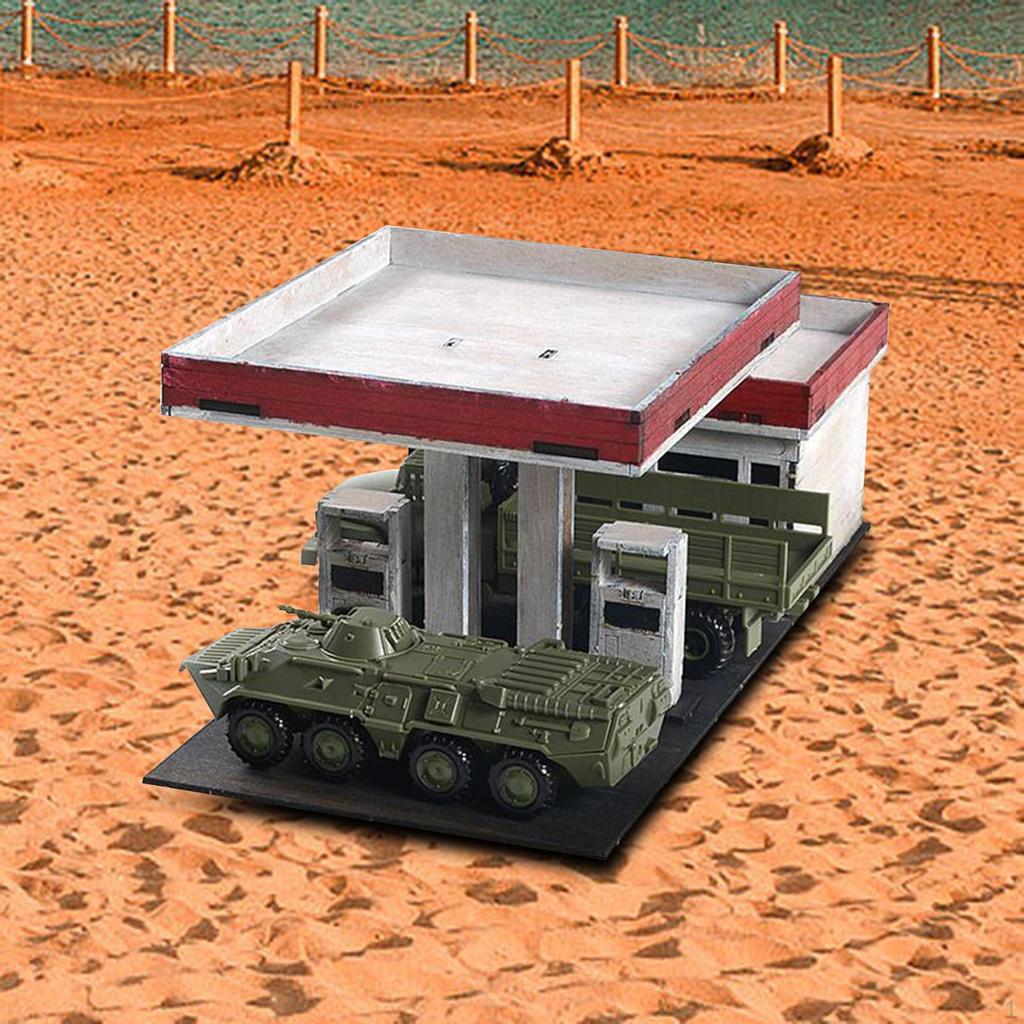 1/72 1/64 Строительная модель, Разборные 3D-пазлы, Раскрашивание своими руками, Сцена архитектуры заправочной станции для