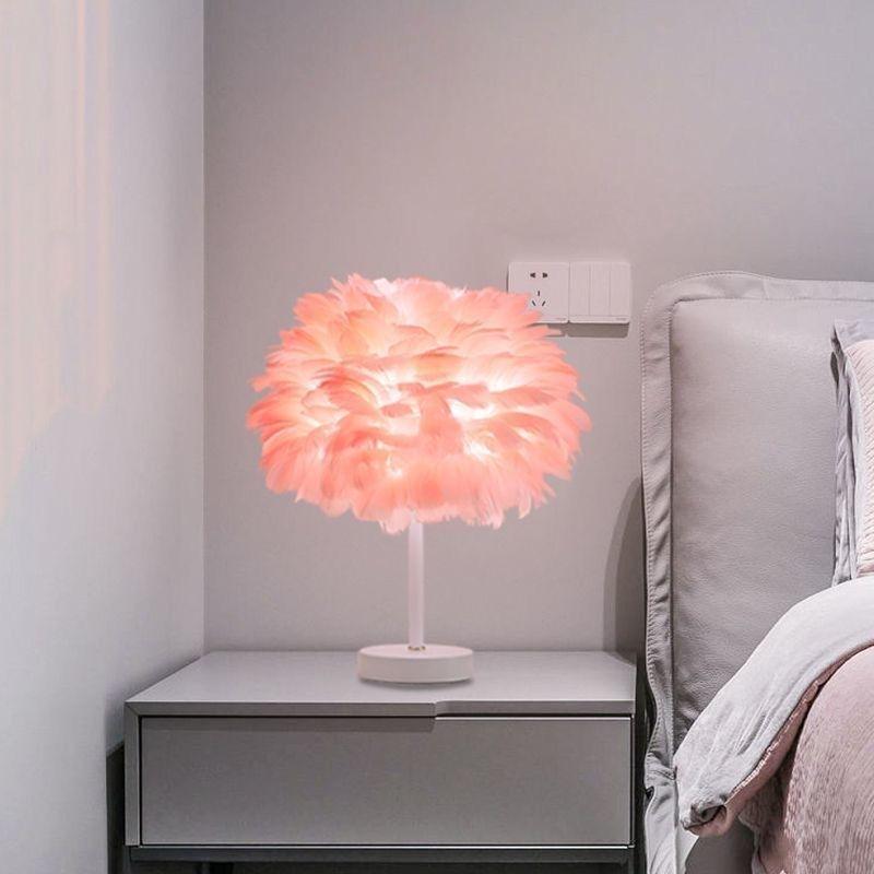 Elegant Eye-Care Feather Remote Table Lamp - Perfect for Live Room Decor, Living Room Ambiance, and Bedroom Bedside Lighting.