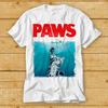 230 Gsm 100% Cotton Paws Jaws Cat Fun T Shirt Funshirt Funny Kitten Kitty Katze Weiße Hai Top Tee 2081