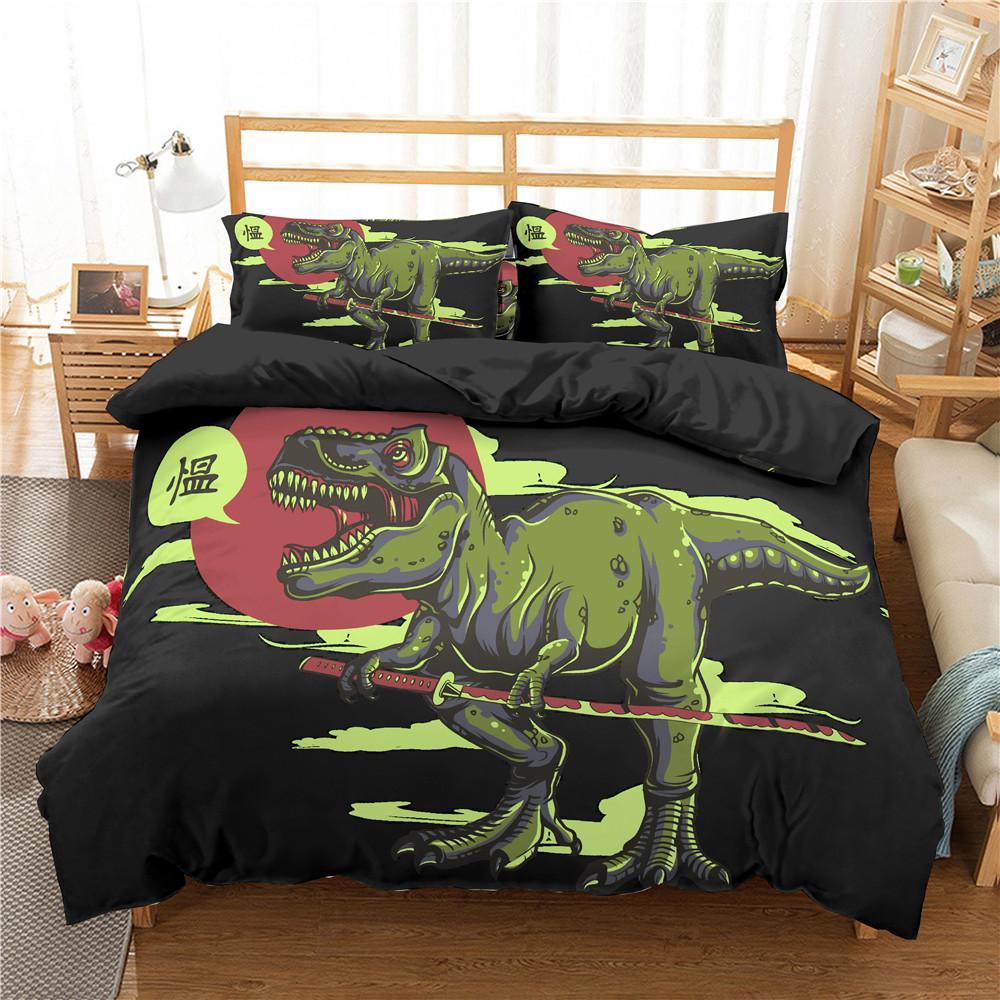 Комплект постельного белья с 3D-принтом «Динозавр» для двуспальной кровати размера «king-size» с изображением животных для детей, мальчиков и девочек-подростков из полиэстера