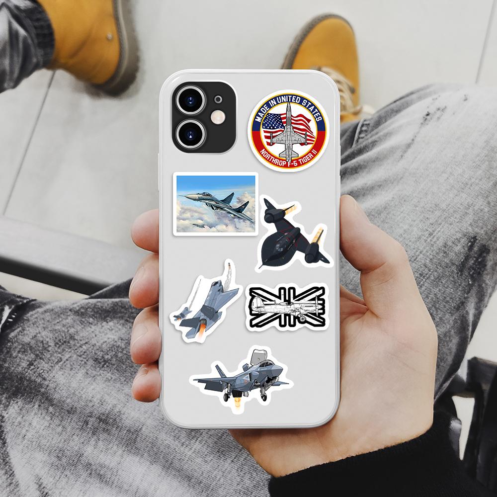 Cool Fighter Jet Stickers Aircraft F35 F16 Mig Diy Kids Toys Gift Decorative Decal For Laptop Phone Luggage Bottles Waterproof