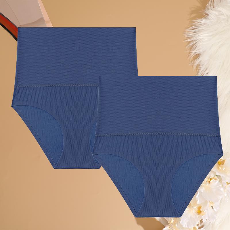 2 Pcs High Waist Seamless Flat Belly Underwear Women Female Abdominal Waffle Panties Hip Lift Briefs Breathable Shaperwear S-XXL