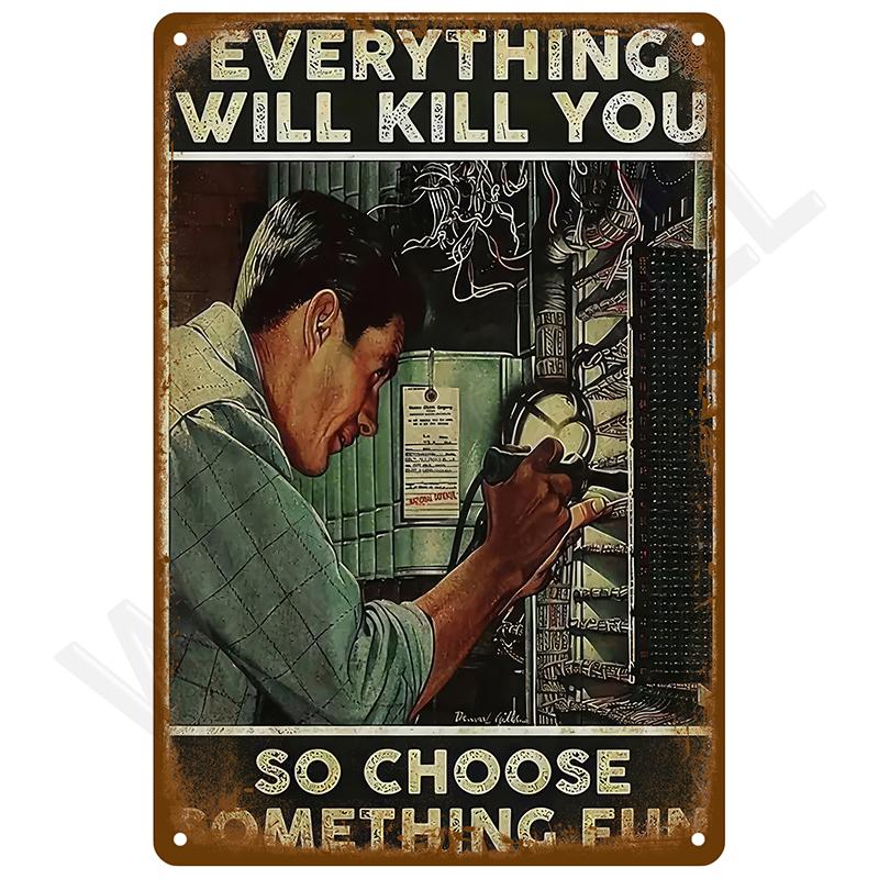 Retro Tin Sign Vintage Metal Signs Plates Posters House Interior Bathroom Wall Art Mural Aesthetic Room Home Decor Decorations