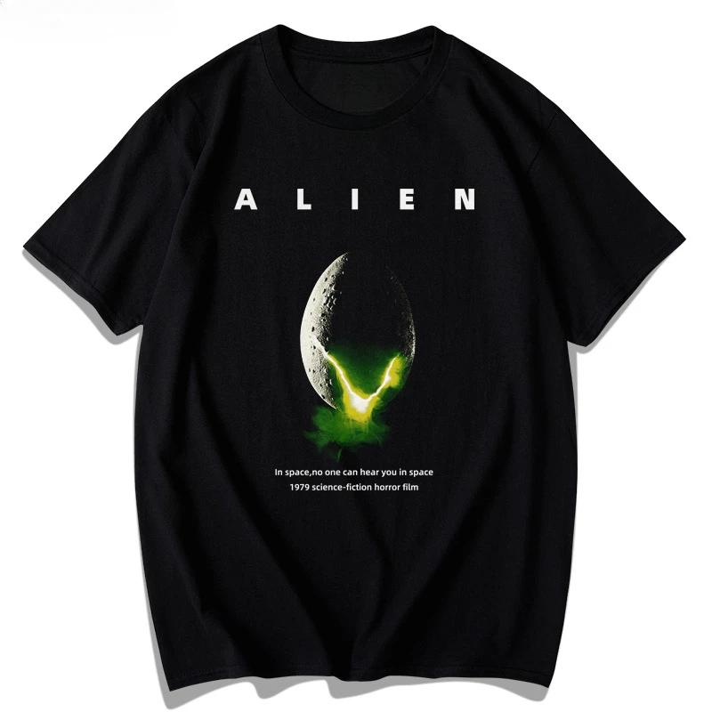 2024 Alien Film Surrounding Space Horror Science Fiction Film Heavy Cotton Men and Women Short-sleeved Spring and Summer T-shirt