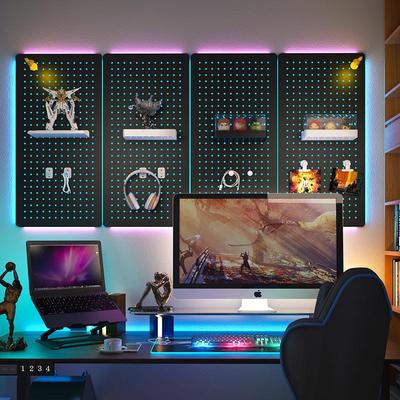 Киберспортивный игровой стол с настенным органайзером-перфорацией и стойкой для оборудования