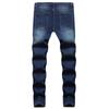 Men Jeans Solid Color Ripped Holes Frayed Gradient Washed Trousers