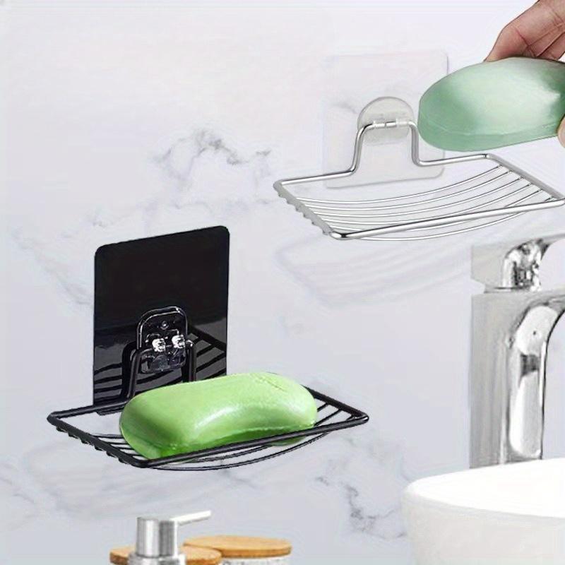 1/2pcs, Stainless Steel Soap Rack, Light Luxury Soap Box, Shelf Punch-free,Creative Bathroom and Kitchen Wall Mounted Drain Rack