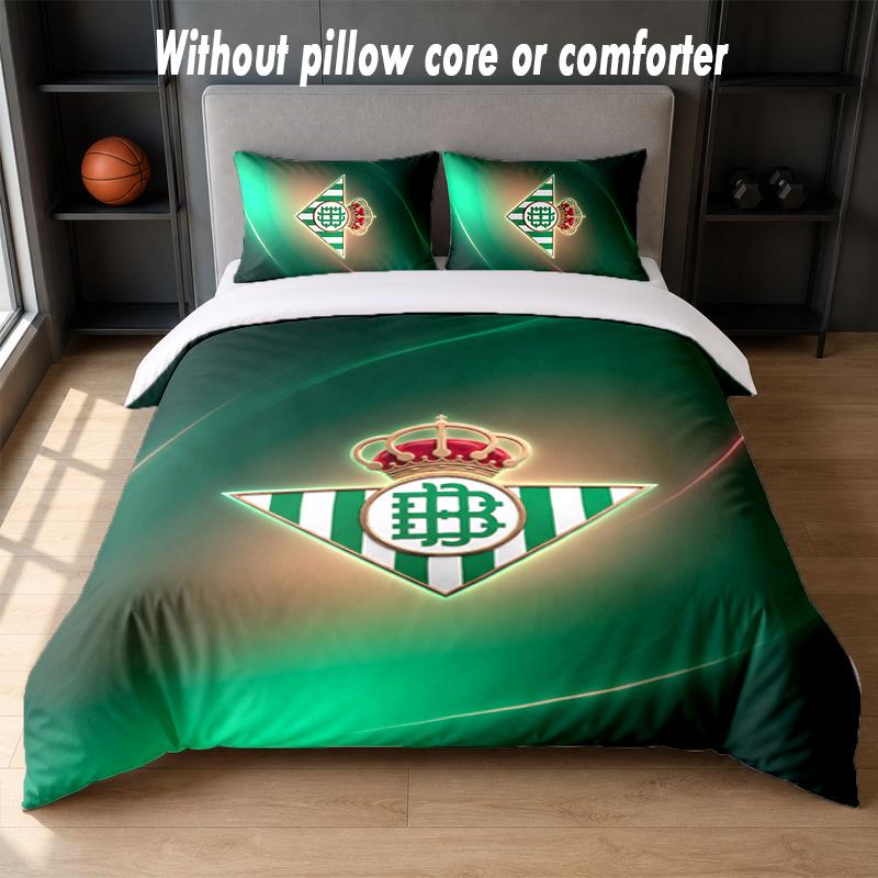Real Betis Football Design Bed Bedding Set 1 Duvet Cover + 2 Pillowcases Soft Breathable Household Bed Linens