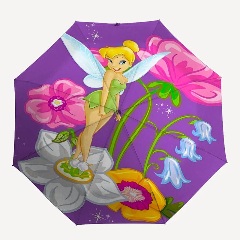 Tinker bell Themed Travel Umbrella-8 Ribs Automatic Opening and Closing, Portable Folding Design, Compact and Stylish Umbrella Suitable for